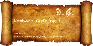 Wambach Gyöngyi névjegykártya